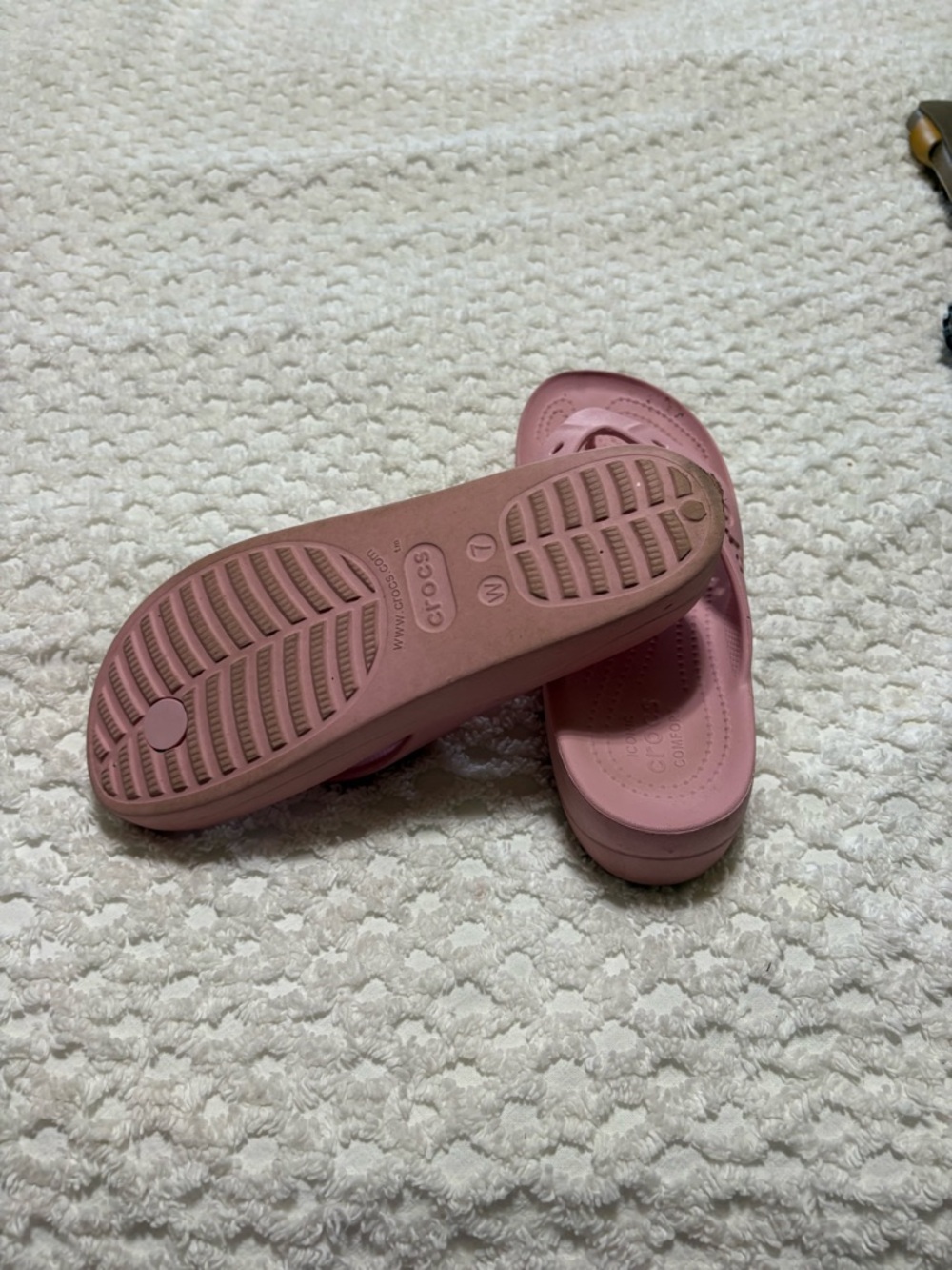 CROCS Pink Foam Flip Flop Sandals with Textured Footbed - Picture 5 of 5